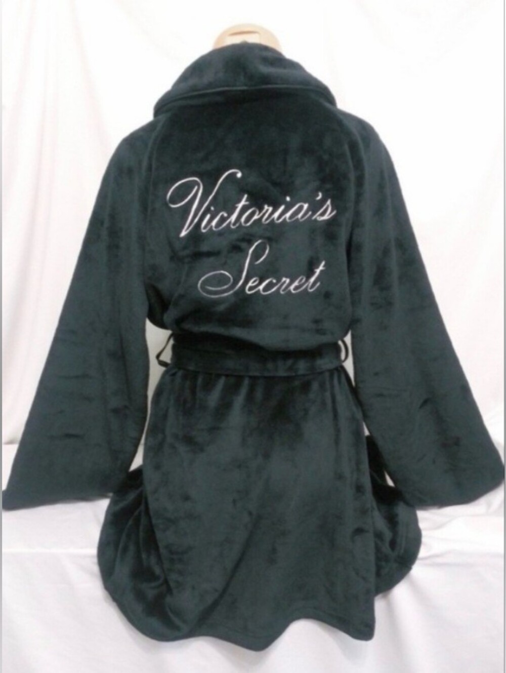 Victoria's Secret XS-S Black Cozy Plush Short Robe Wedding Night Luxury Chic